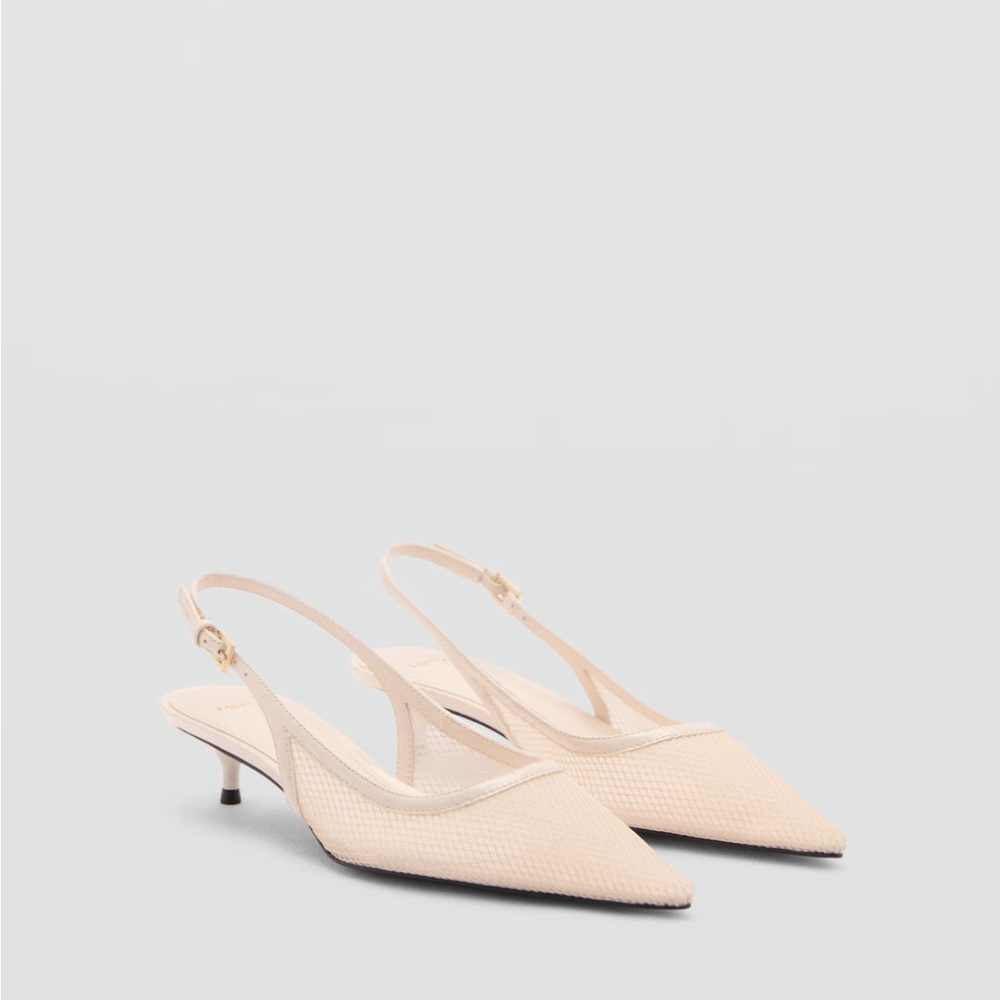 MNG Kitten Heeled Mesh Shoes